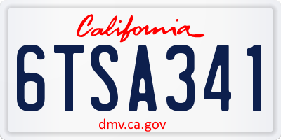 CA license plate 6TSA341