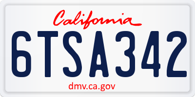 CA license plate 6TSA342