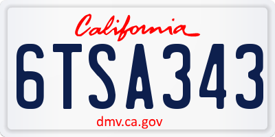 CA license plate 6TSA343