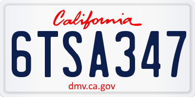 CA license plate 6TSA347