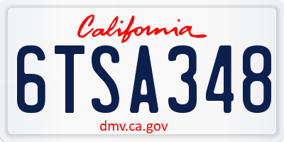 CA license plate 6TSA348