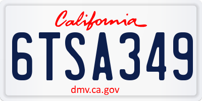 CA license plate 6TSA349