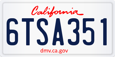 CA license plate 6TSA351