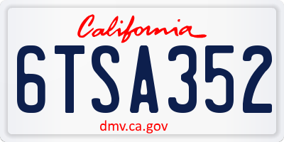 CA license plate 6TSA352
