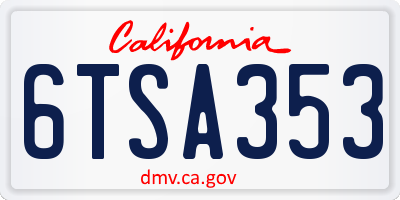 CA license plate 6TSA353