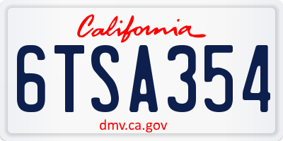 CA license plate 6TSA354