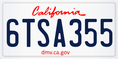 CA license plate 6TSA355