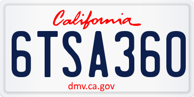 CA license plate 6TSA360