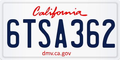 CA license plate 6TSA362