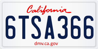 CA license plate 6TSA366