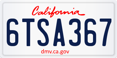 CA license plate 6TSA367