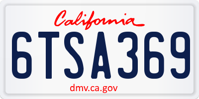 CA license plate 6TSA369