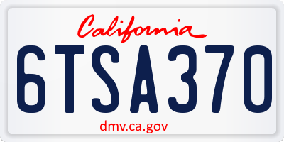 CA license plate 6TSA370