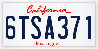 CA license plate 6TSA371