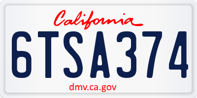 CA license plate 6TSA374