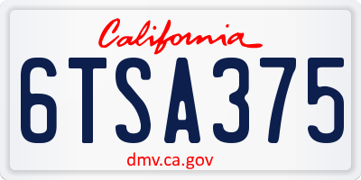 CA license plate 6TSA375