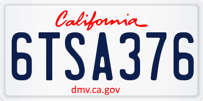 CA license plate 6TSA376