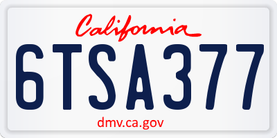 CA license plate 6TSA377