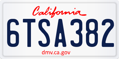 CA license plate 6TSA382