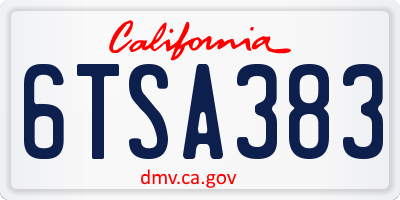 CA license plate 6TSA383