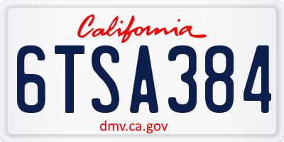 CA license plate 6TSA384