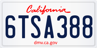 CA license plate 6TSA388