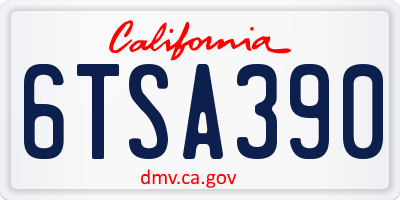 CA license plate 6TSA390