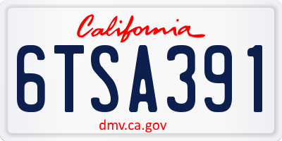 CA license plate 6TSA391