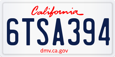 CA license plate 6TSA394