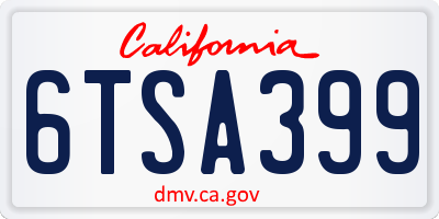 CA license plate 6TSA399