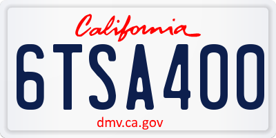 CA license plate 6TSA400