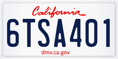 CA license plate 6TSA401
