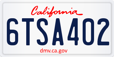 CA license plate 6TSA402