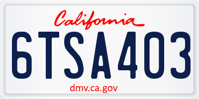 CA license plate 6TSA403