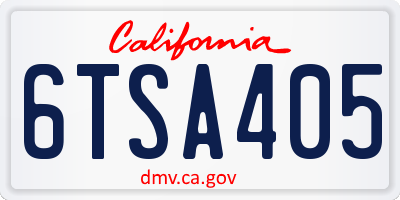 CA license plate 6TSA405