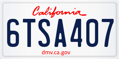 CA license plate 6TSA407