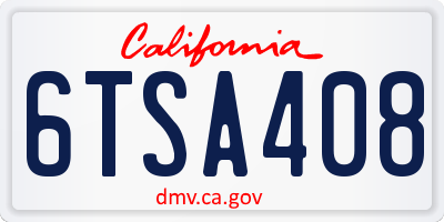 CA license plate 6TSA408