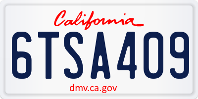 CA license plate 6TSA409