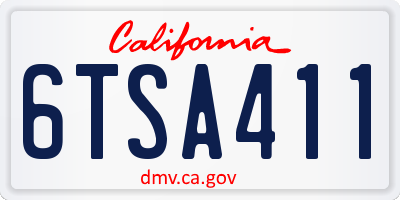 CA license plate 6TSA411