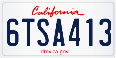 CA license plate 6TSA413