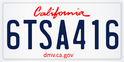 CA license plate 6TSA416