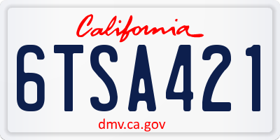CA license plate 6TSA421