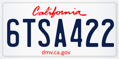 CA license plate 6TSA422