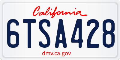 CA license plate 6TSA428