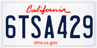 CA license plate 6TSA429