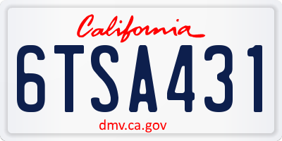 CA license plate 6TSA431