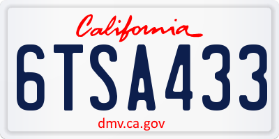CA license plate 6TSA433