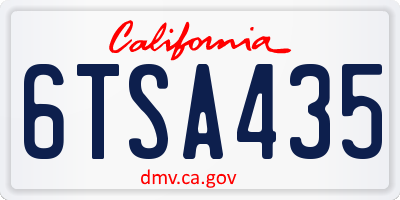 CA license plate 6TSA435