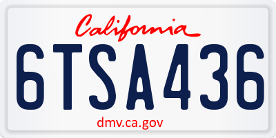 CA license plate 6TSA436
