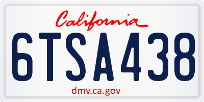 CA license plate 6TSA438